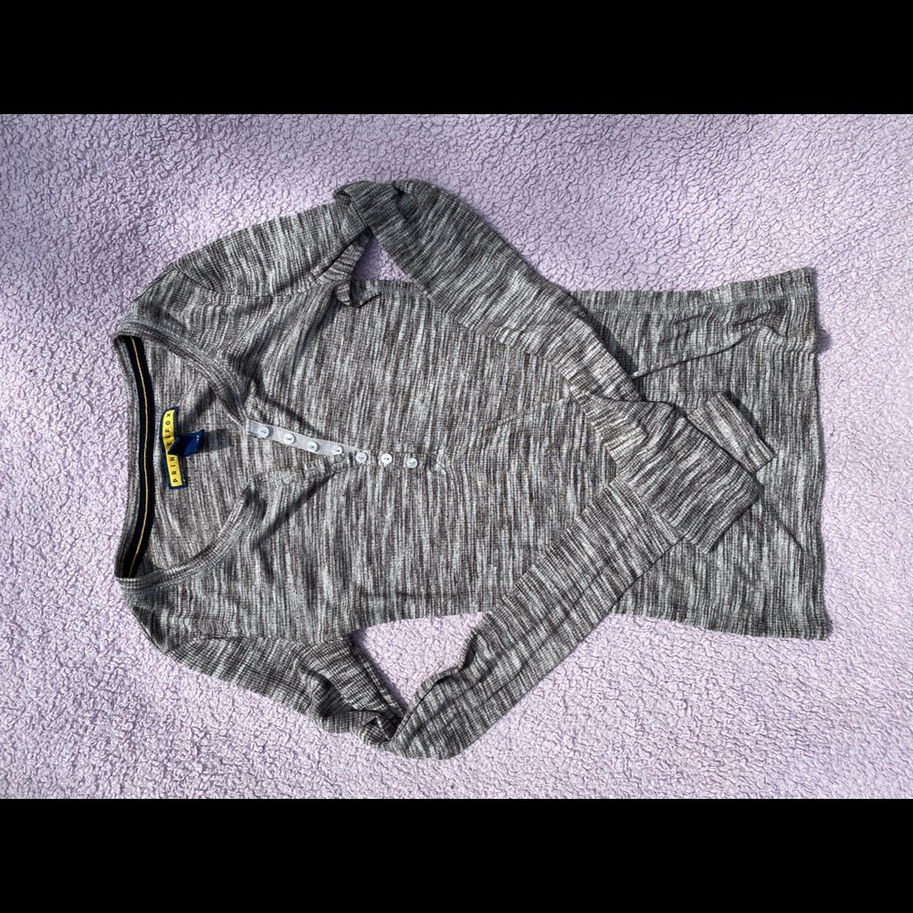 GREY HENLEY LONG SLEEVE TOP